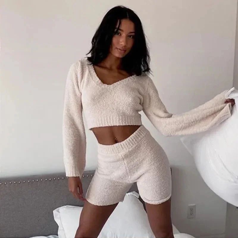 MU Lounge Set Long Sleeve Shorts Coord